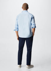 MANGO Slim Fit Stretch Cotton Shirt SKY BLUE