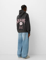 BERSHKA MENS KICK OFF BACK PRINT HOODIE