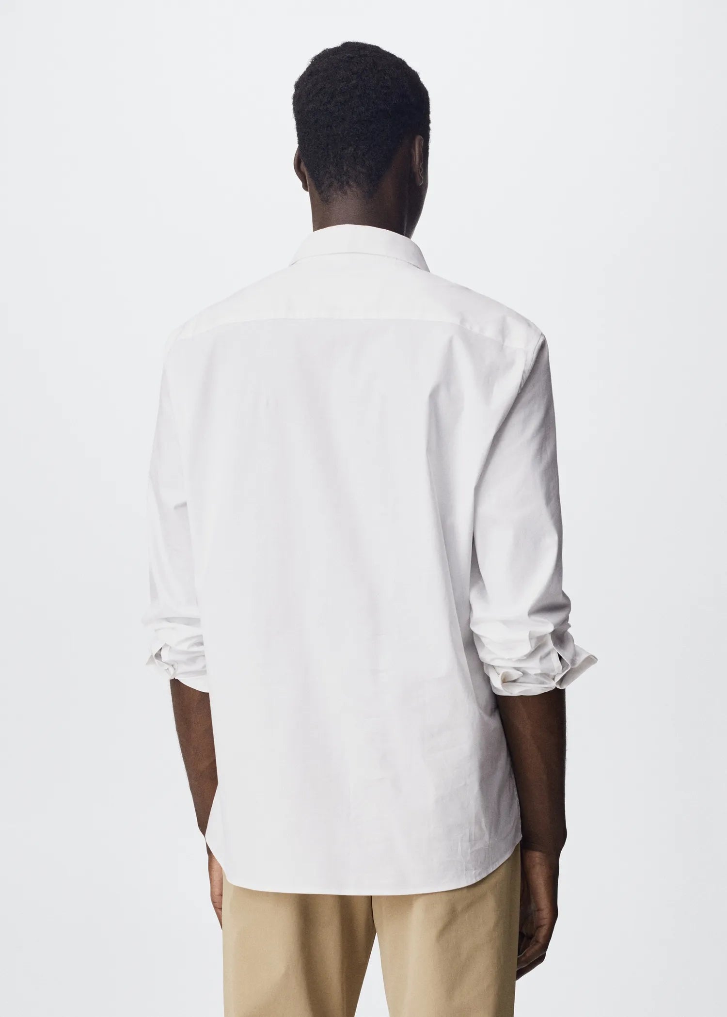 MANGO Slim Fit Stretch Cotton Shirt WHITE