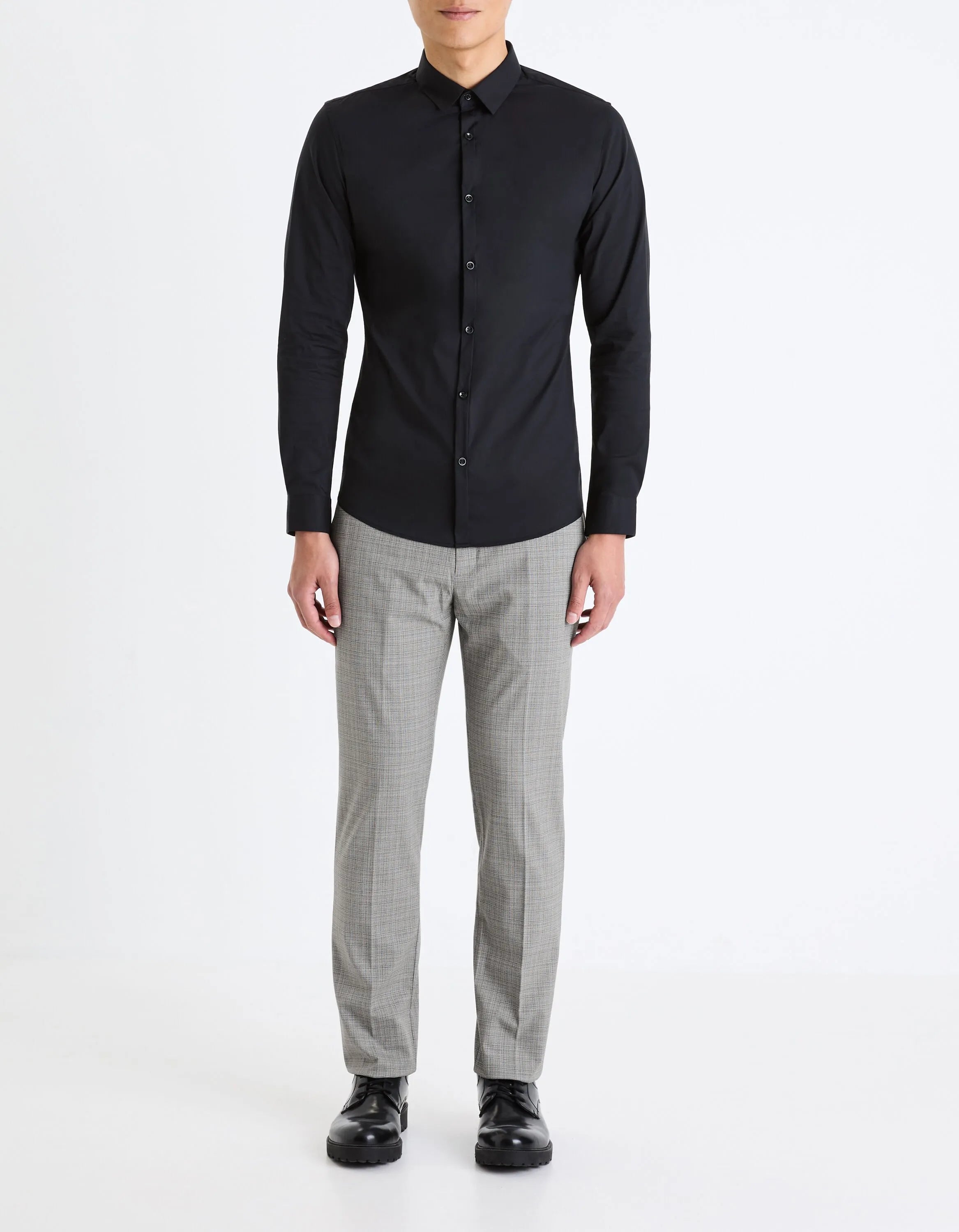 CELIO Extra Slim Stretch Cotton Shirt - Black