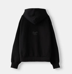 BERSHKA MENS BASIC BACK PRINT BLACK HOODIE