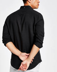 RIVERISLAND Black Linen Long Sleeve Shirt