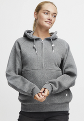 OXMO OXANDREA Womens Total Eclipse Half Zipped medium grey melange Hoodie