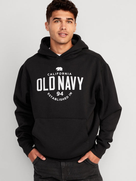 OLD NAVY MENS CHEST PRINT BLACK HOODIE