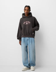 BERSHKA MENS KICK OFF BACK PRINT HOODIE