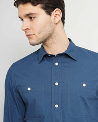 Solid Regular Fit Cotton Blue Shirt
