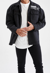 DF Jeans Mens Denim Embroided Jacket