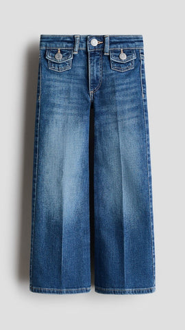 H&M GIRLS WIDE LEG FLAP POCKETS JEANS