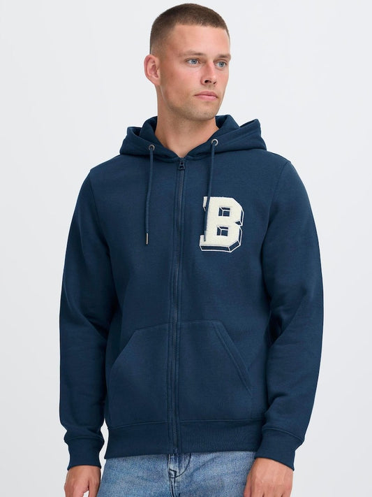 BLEND Mens BHBadel Blue Zip-Up Hoodie