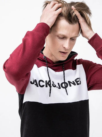 JACK&JONES MENS CHEST PRINT HOODIE