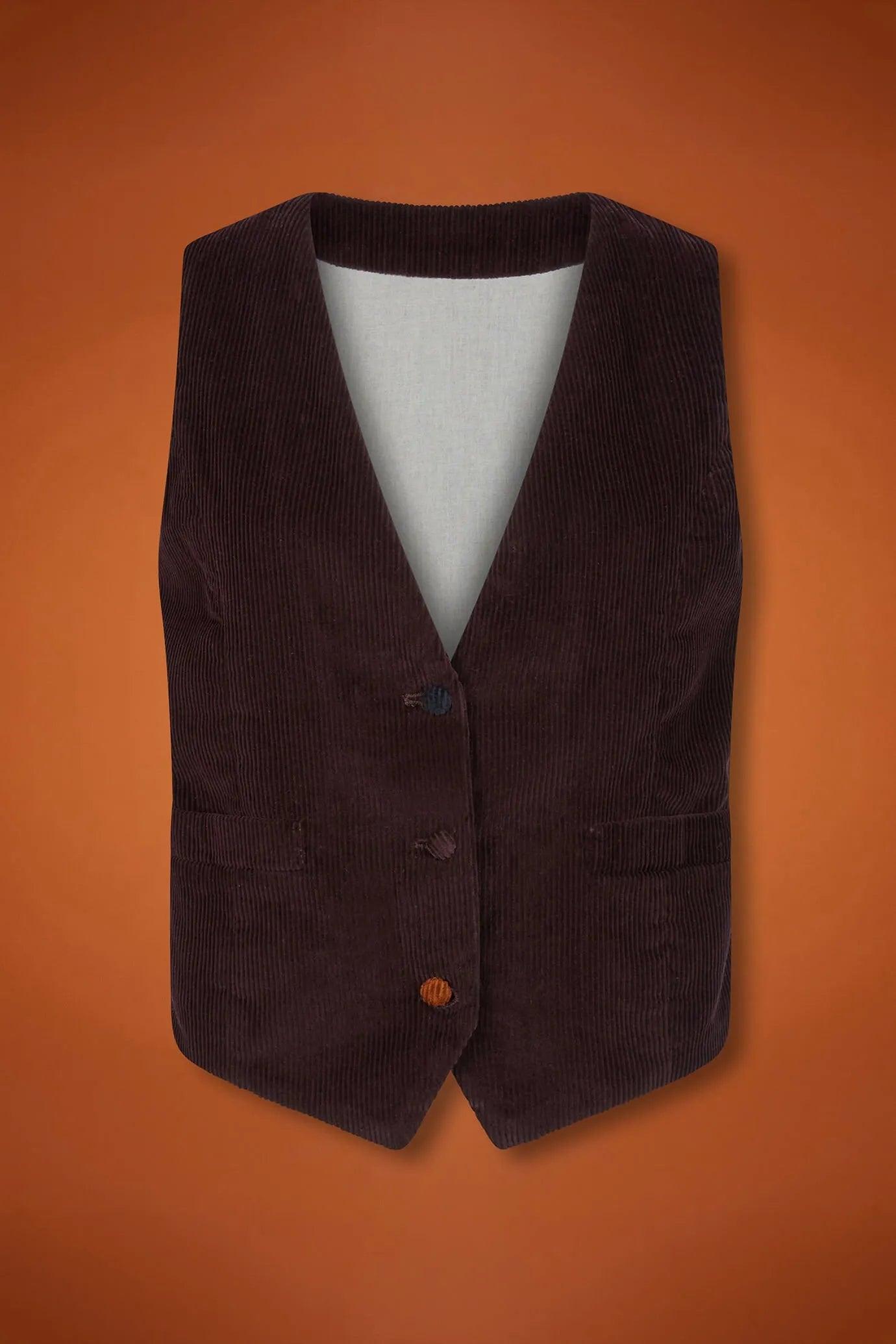 Women's regular fit waistcoat in 100% cotton corduroy