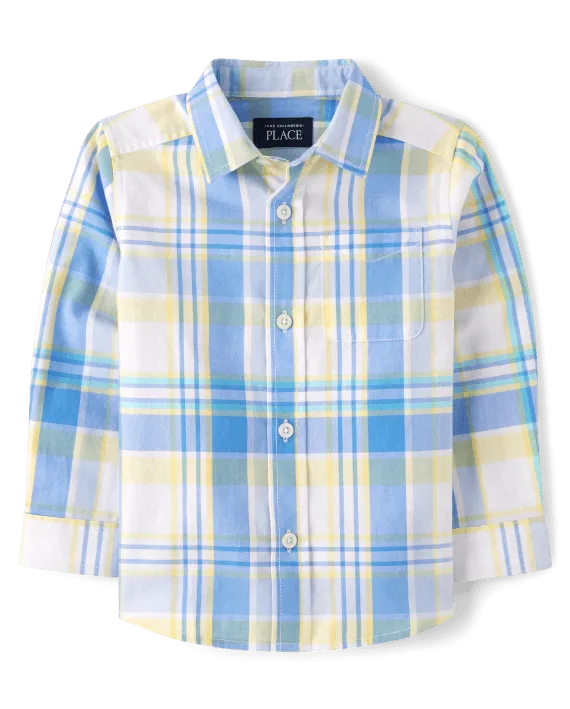 PLACE Boys Plaid Poplin Shirt