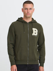 BLEND Mens BHBadel Dark Green Zip-Up Hoodie