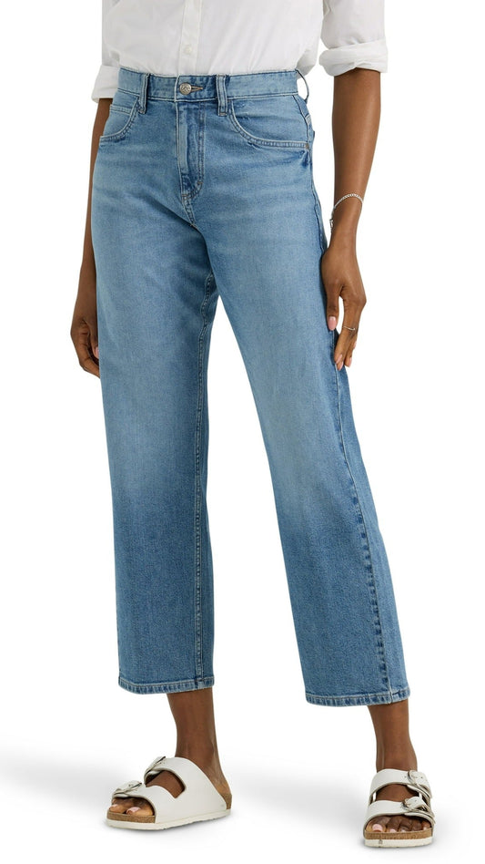 LE Women's Heritage Mid Rise Classic Straight Jeans