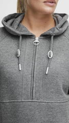 OXMO OXANDREA Womens Total Eclipse Half Zipped medium grey melange Hoodie