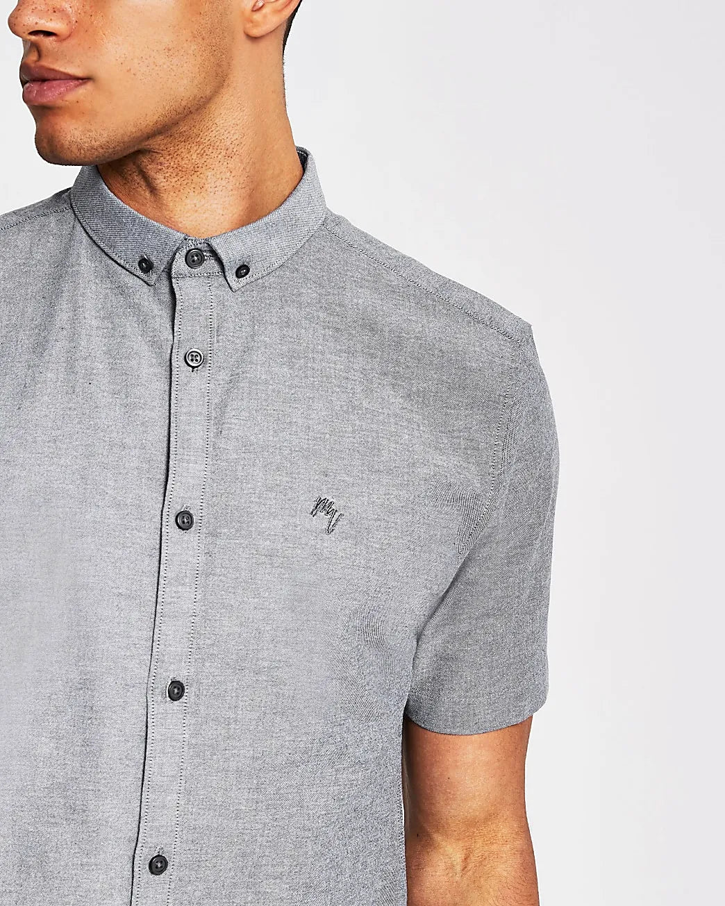 RIVER ISLAND Maison Riviera Grey Short Sleeve Shirt