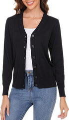 WOMENS V NECK BLACK CARDIGAN