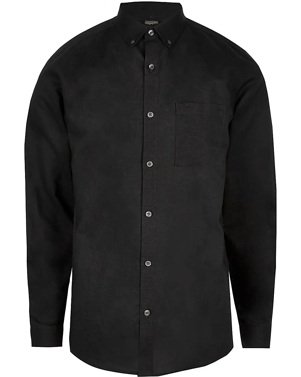 RIVERISLAND Black Linen Long Sleeve Shirt