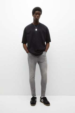 PULL&BEAR MENS CARROT FIT GRAY JEANS