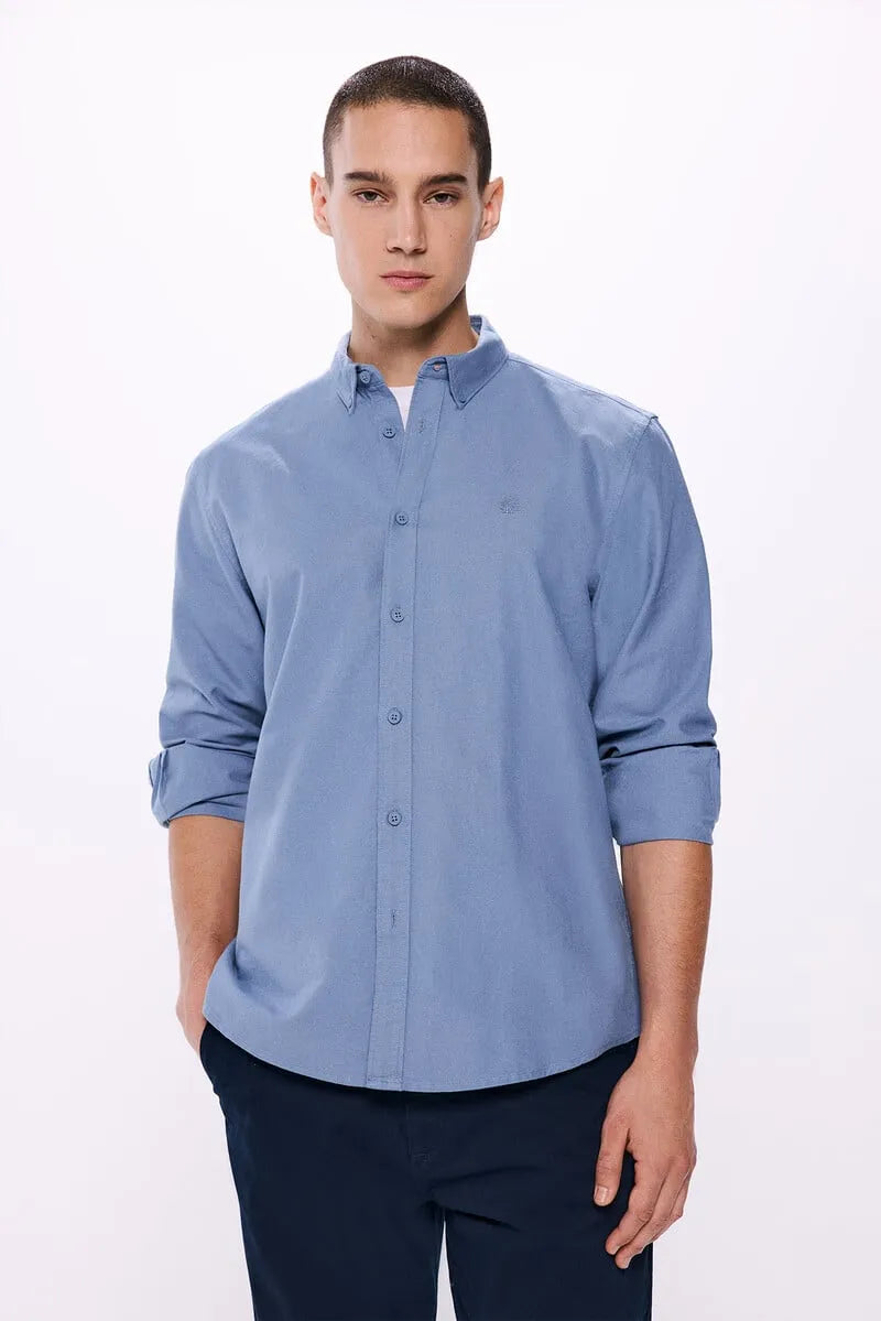 SPRINGFIELD Oxford Shirt-BLUE