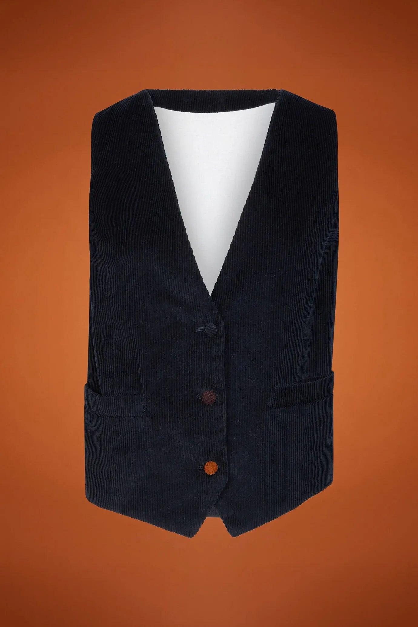 Women's regular fit waistcoat in 100% cotton corduroy