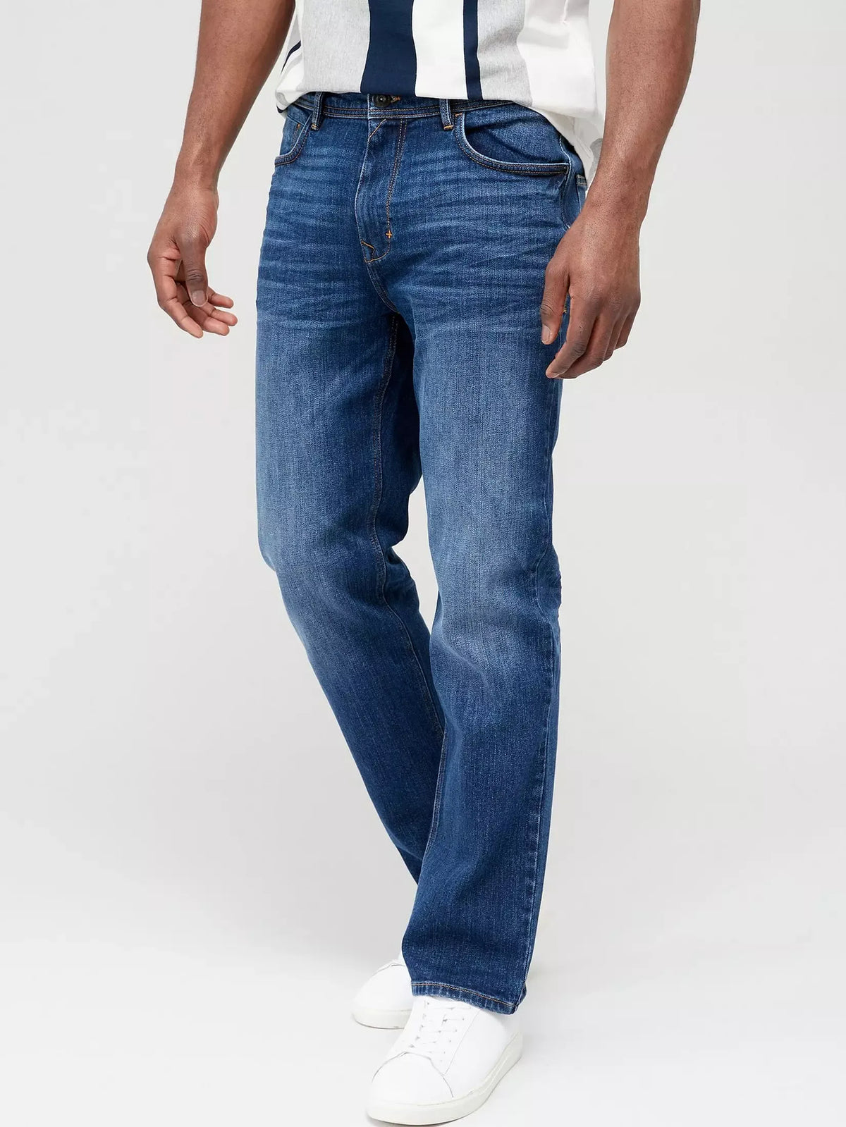 VERY MAN Premium Straight Stretch Jeans - Midi Blue