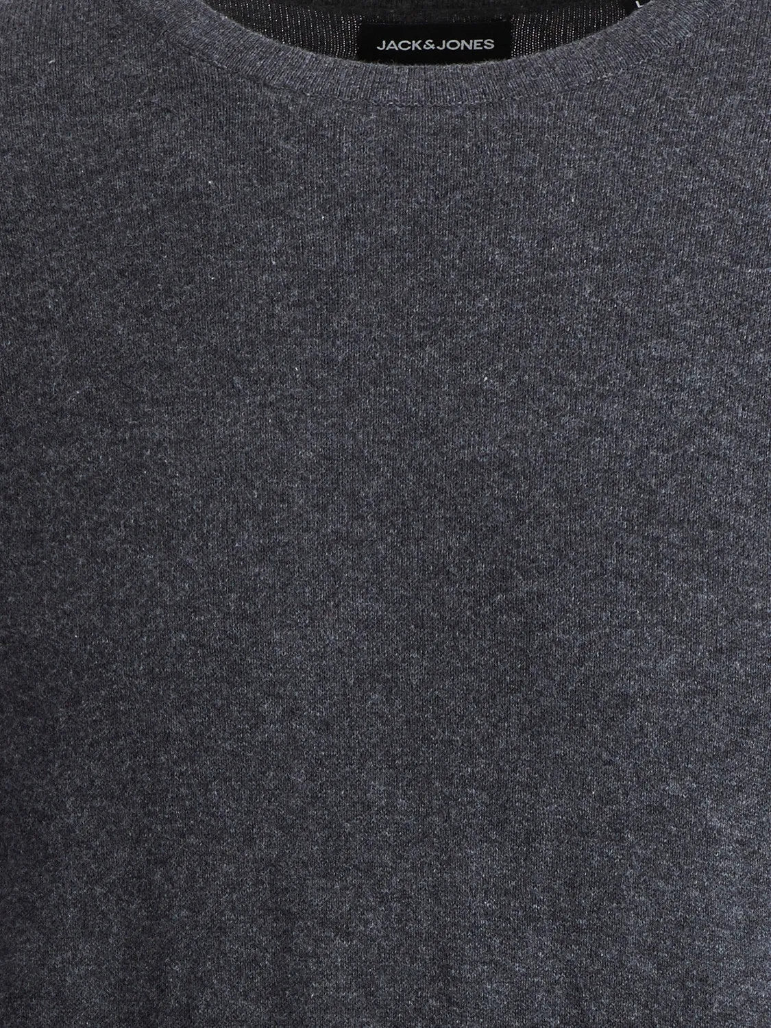 JACK&JONES Dark Grey Melange Plain Knitted Pullover