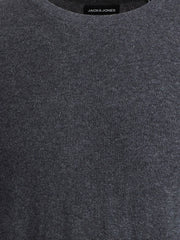 JACK&JONES Dark Grey Melange Plain Knitted Pullover