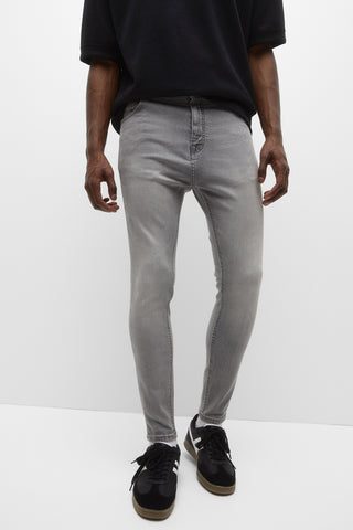 PULL&BEAR MENS CARROT FIT GRAY JEANS