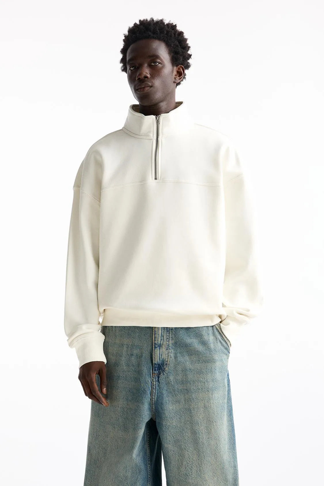 PULL&BEAR SWEATSHIRT WITH ZIP-UP COLLAR