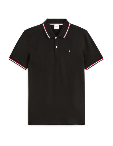 CELIO Slim fit stretch cotton piqué polo shirt black