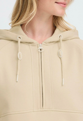 OXMO OXANDREA Womens Total Eclipse Half Zipped Oyster Hoodie