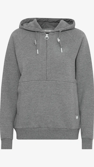 OXMO OXANDREA Womens Total Eclipse Half Zipped medium grey melange Hoodie