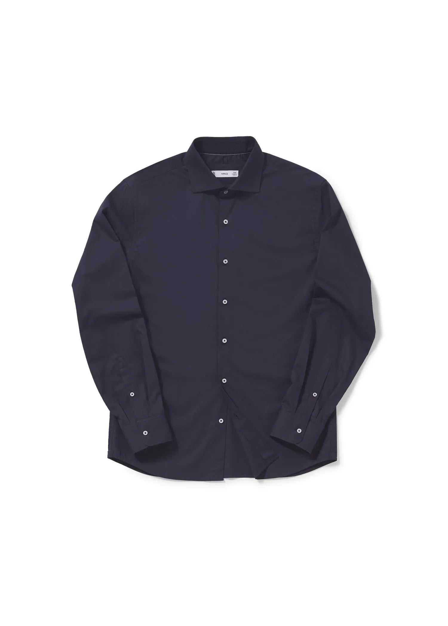 MANGO Slim Fit Stretch Cotton Shirt NAVY