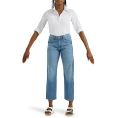 LE Women's Heritage Mid Rise Classic Straight Jeans