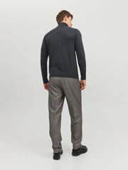 JACK&JONES Dark Grey Melange Plain Turtleneck