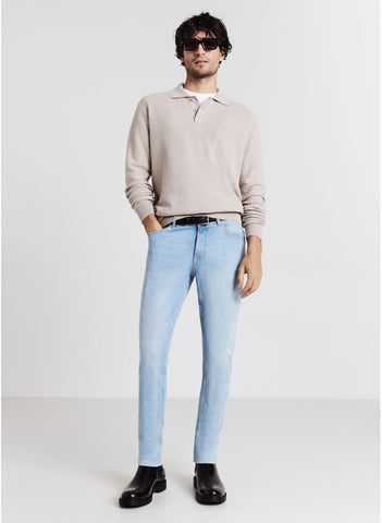 CALLIOPE MENS Blue denim slavato distressed skinny jeans