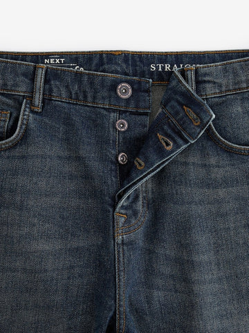 NEXT Blue Dark Vintage Straight Fit Vintage Wash Denim Jeans