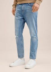 MANGO Ripped Tapered Fit TOM Jeans