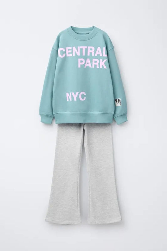 ZR GIRLS Set of sweatshirt with lettering and leggings Flare