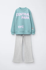 ZR GIRLS Set of sweatshirt with lettering and leggings Flare