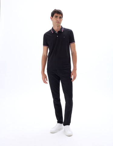 CELIO Slim fit stretch cotton piqué polo shirt black