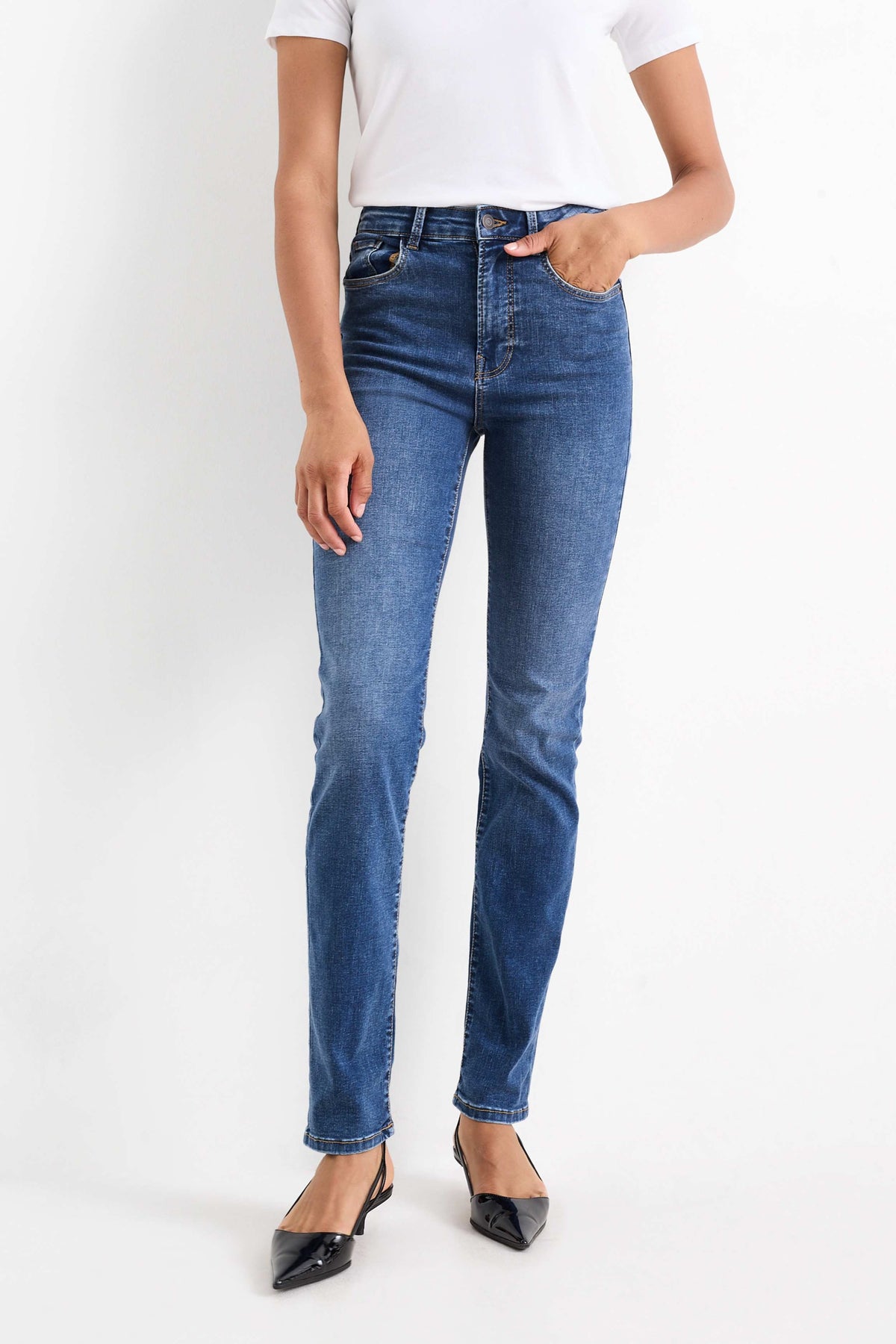 C&A WOMENS HIGH STRAIGHT JEANS