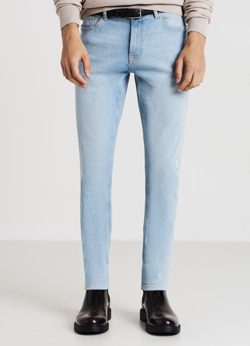 CALLIOPE MENS Blue denim slavato distressed skinny jeans