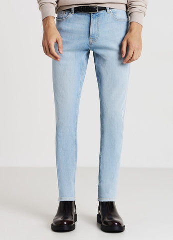 CALLIOPE MENS Blue denim slavato distressed skinny jeans