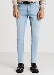 CALLIOPE MENS Blue denim slavato distressed skinny jeans