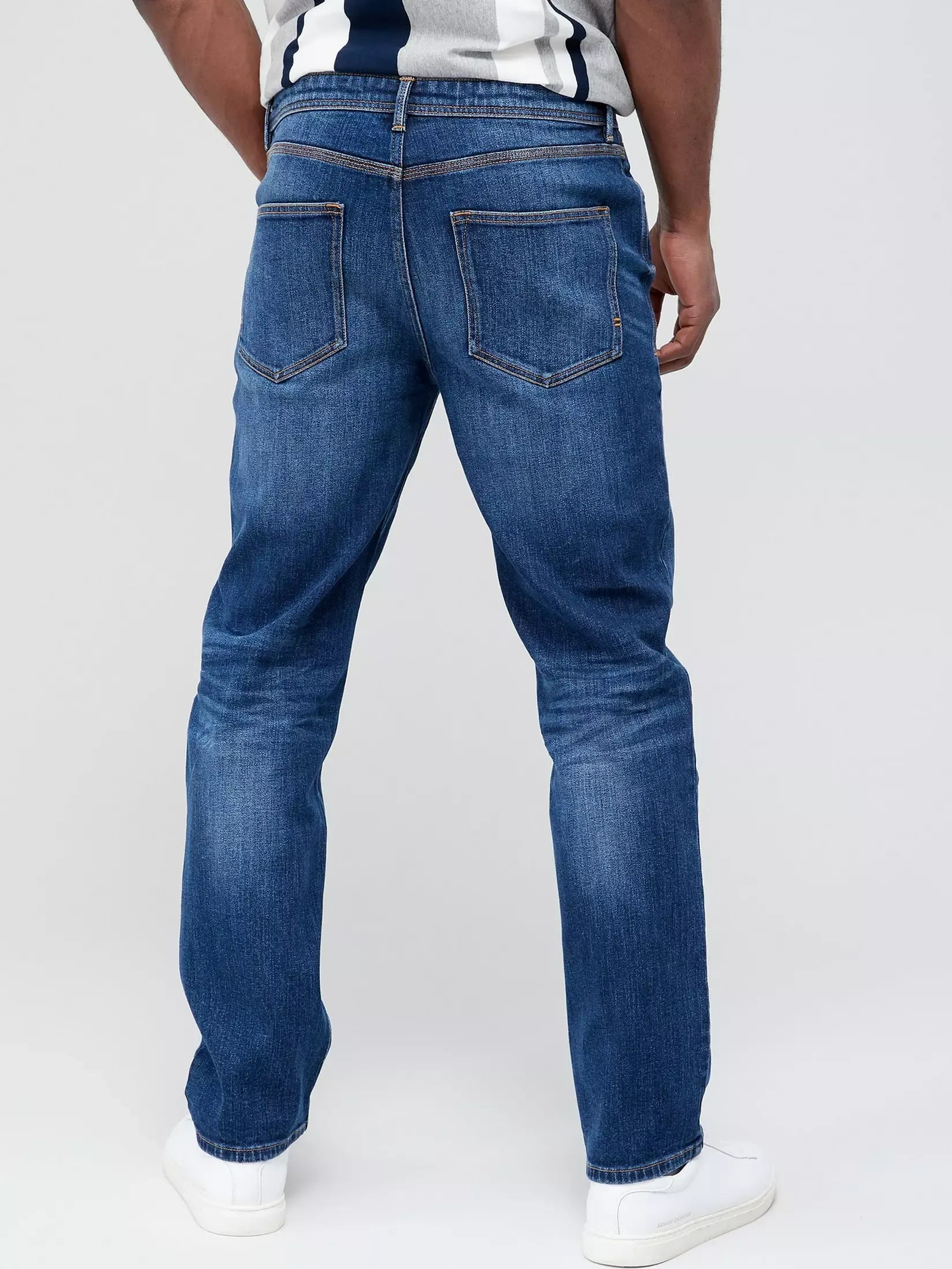 VERY MAN Premium Straight Stretch Jeans - Midi Blue