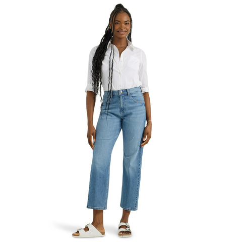 LE Women's Heritage Mid Rise Classic Straight Jeans