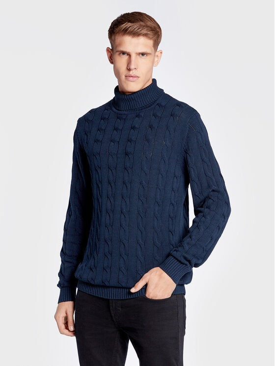 SOLID MENS HIGH NECK SWEATER