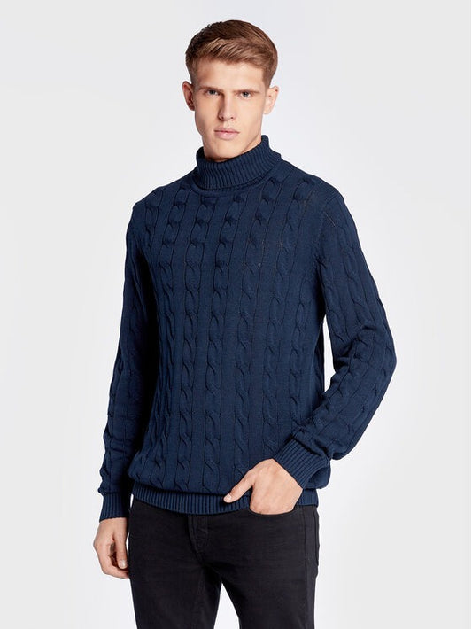SOLID MENS HIGH NECK SWEATER